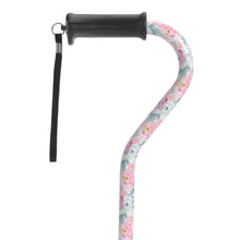 Load image into Gallery viewer, Adjustable Height Offset Handle Cane with Gel Hand Grip, Floral