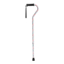 Load image into Gallery viewer, Adjustable Height Offset Handle Cane with Gel Hand Grip, Floral