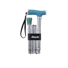 Load image into Gallery viewer, Folding Cane with Glow Gel Grip Handle, Light Blue