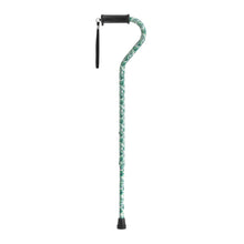 Load image into Gallery viewer, Adjustable Height Offset Handle Cane with Gel Hand Grip, Green Leaves