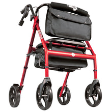 Load image into Gallery viewer, Elite Rollator Rolling Walker with Seat, Backrest and Saddle Bag, Garnet Red