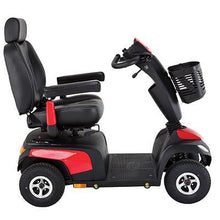 Load image into Gallery viewer, Side view of a red coloured Invacare Pegasus Pro 4-wheel mobility scooter
