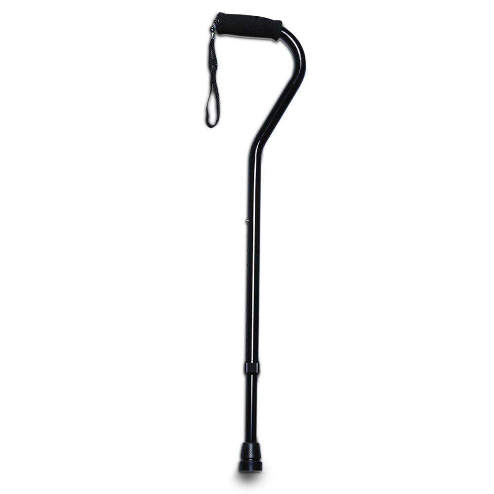 Adjustable Offset Handle Cane with Foam Grip, Black