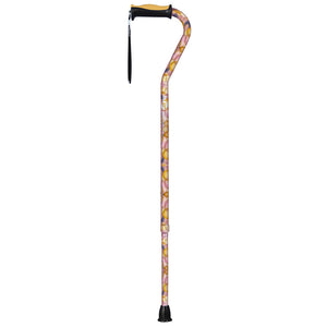 Adjustable Offset Handle Cane with Reflective Strap, Bubblegum