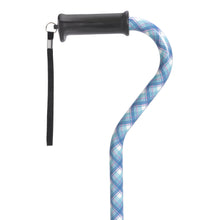 Load image into Gallery viewer, Adjustable Height Offset Handle Cane with Gel Hand Grip, Plaid
