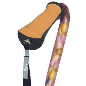 Adjustable Offset Handle Cane with Reflective Strap, Bubblegum