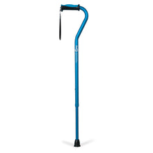 Load image into Gallery viewer, Adjustable Offset Handle Cane with Reflective Strap, Aquamarine
